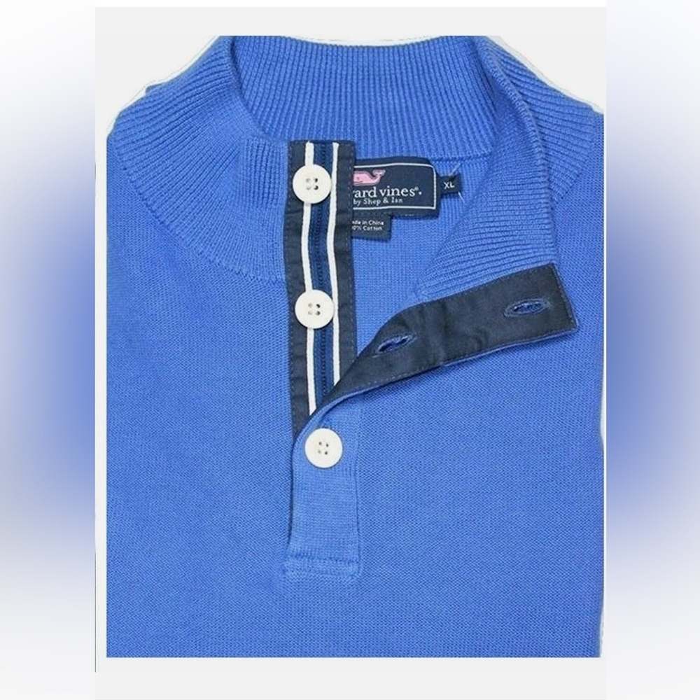 New VINEYARD VINES SZ XL Men's Button Through Reef Point Sweater in Solid Marlin